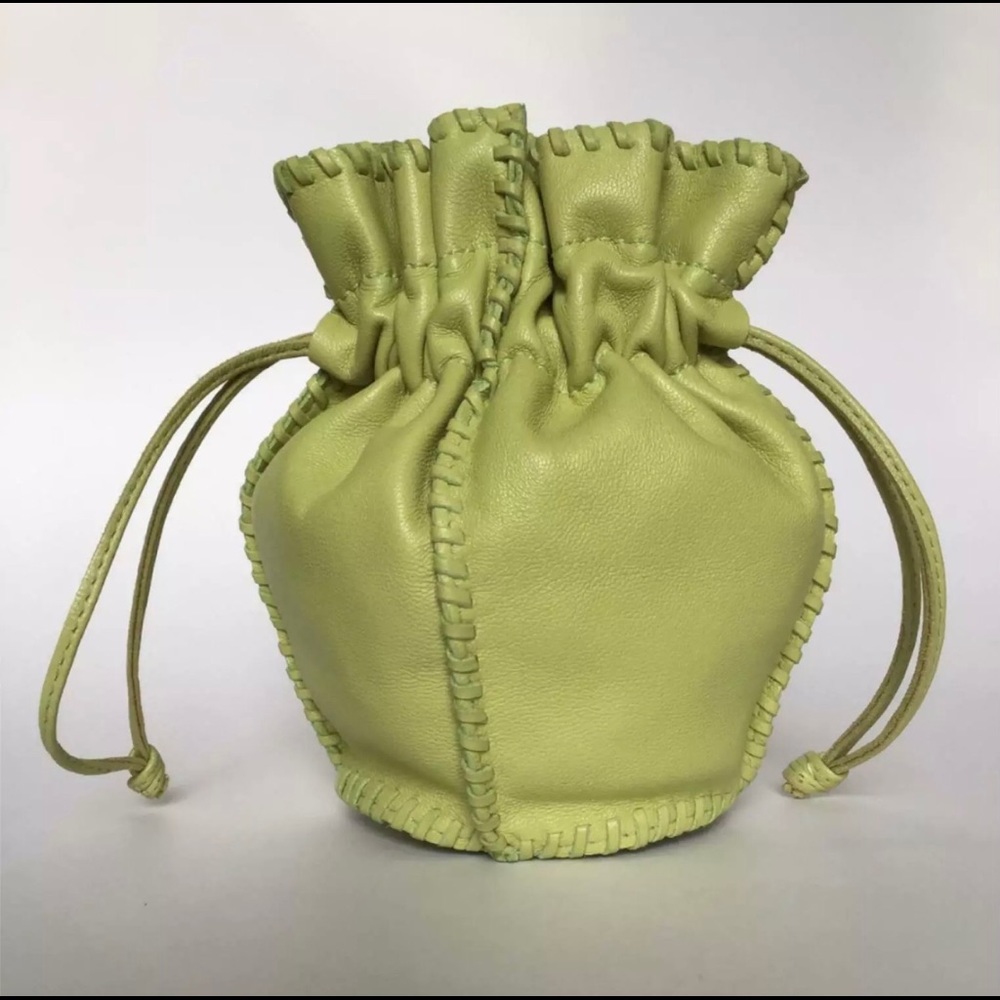 Hermès Rare Lambskin Leather Drawstring Pouch /Bag